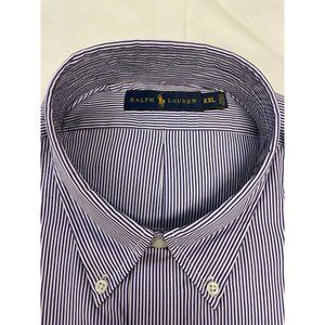 Ralph Lauren XXL 100% Cotton Mens Button Down Shirt NWT - Blue Stripes